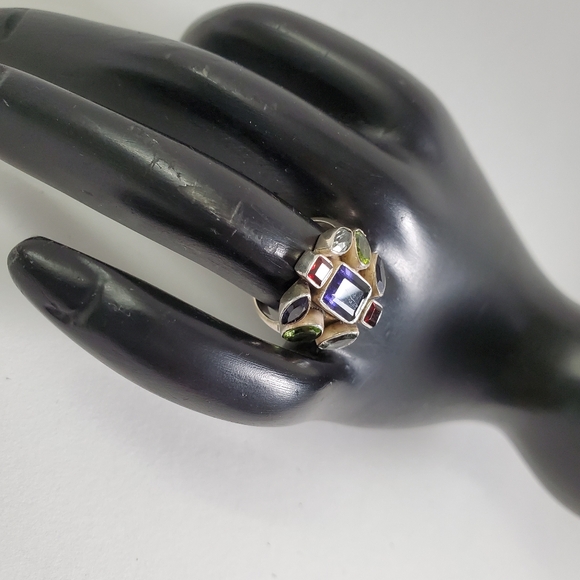 Watch Video / Sterling Silver 925 Gemstone Cluster Ring - Picture 10 of 12